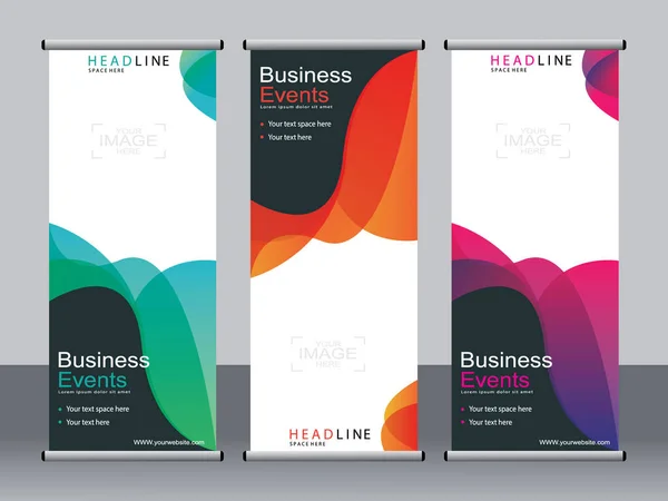 Business Banner Rulla Upp Set Standee Banner Mall Modern Banner — Stock vektor