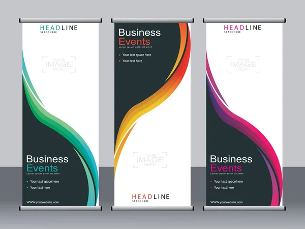 Business Banner Aufrollen Set Standee Banner Vorlage Modernes Banner — Stockvektor