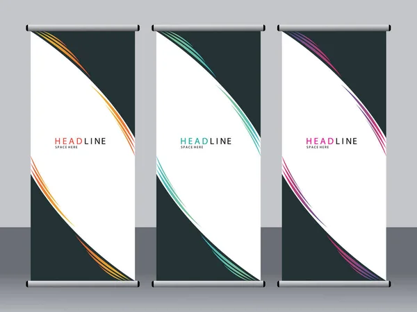 Business Banner Roll Set Standee Banner Template Banner Moderno — Vettoriale Stock