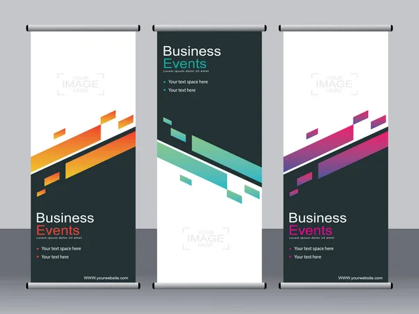 Business Banner Roll Set Standee Banner Template Banner Moderno — Vettoriale Stock