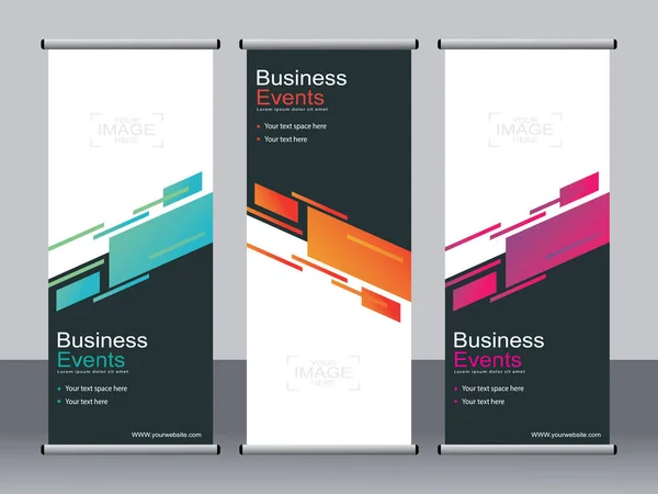 Business Banner Roll Set Standee Banner Template Banner Moderno — Vettoriale Stock