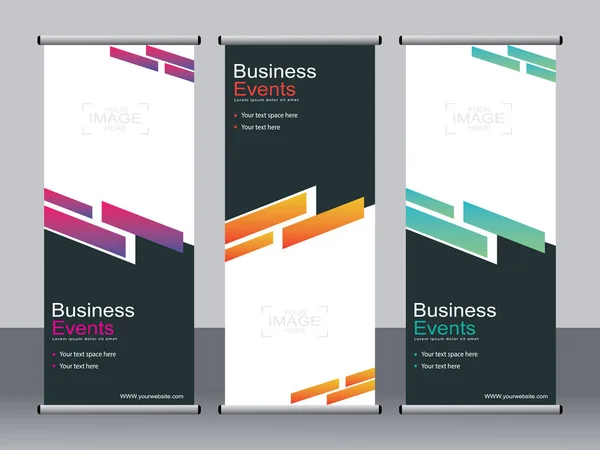 Business Banner Roll Set Standee Banner Template Banner Moderno — Vettoriale Stock