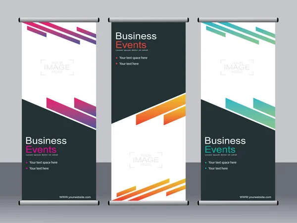 Business Banner Roll Set Standee Banner Template Banner Moderno — Vettoriale Stock