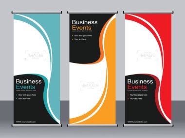 Ticari afişler asılıyor Standee bayrağı modern pankartın şablonu.