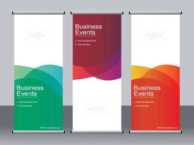 Ticari afişler asılıyor Standee bayrağı modern pankartın şablonu.