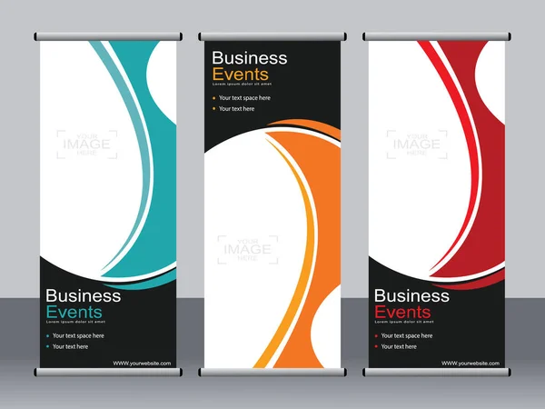 Business Banner Aufrollen Set Standee Banner Vorlage Modernes Banner — Stockvektor