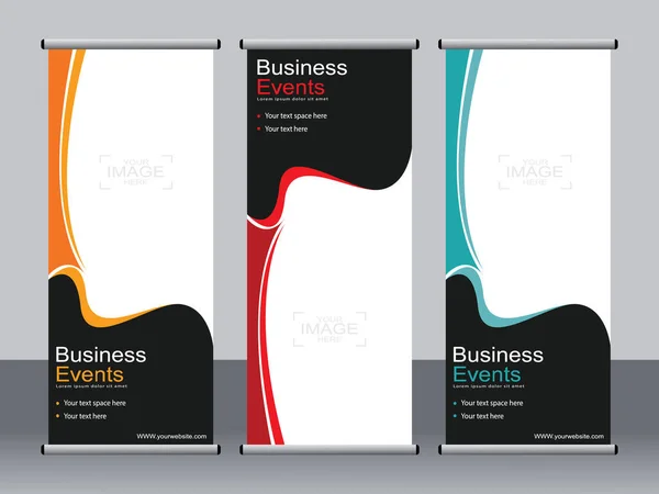 Banner Negocios Roll Set Standee Banner Template Banner Moderno — Archivo Imágenes Vectoriales