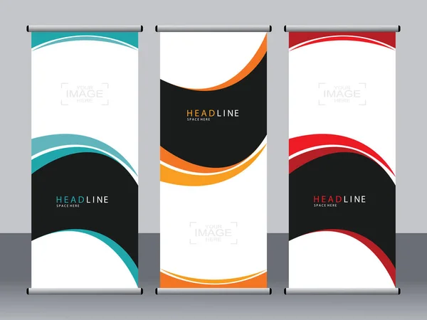 Banner Negócios Roll Set Standee Banner Template Banner Moderno — Vetor de Stock