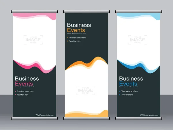 Business Banner Roll Set Standee Banner Template Modern Banner — Stock Vector