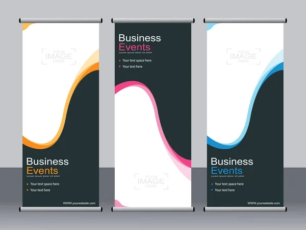 Business Banner Roll Set Standee Banner Template Modern Banner — Stock Vector