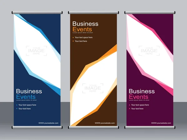 Business Banner Roll Set Standee Banner Template Banner Moderno — Vettoriale Stock