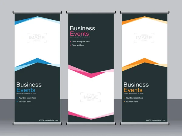 Business Banner Roll Set Standee Banner Template Banner Moderno — Vettoriale Stock