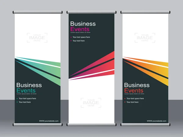 Business Banner Roll Set Standee Banner Template Banner Moderno — Vettoriale Stock