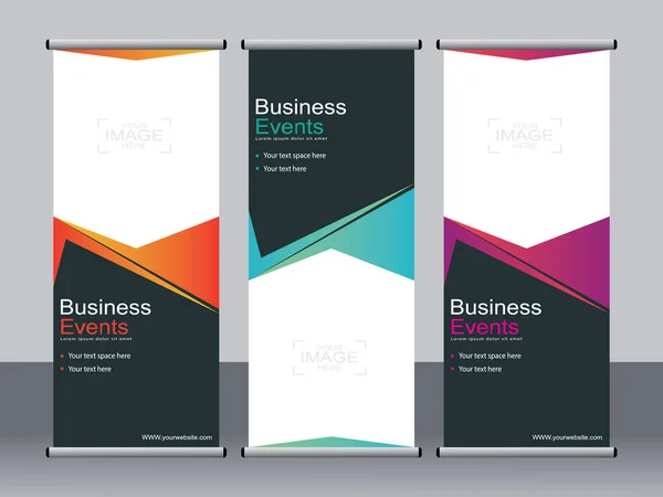 Business Banner Roll Set Standee Banner Template Modern Banner — Stock Vector