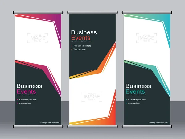 Business Banner Aufrollen Set Standee Banner Vorlage Modernes Banner — Stockvektor