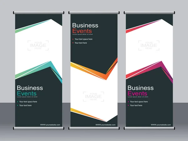 Business Banner Roll Set Standee Banner Template Banner Moderno — Vettoriale Stock