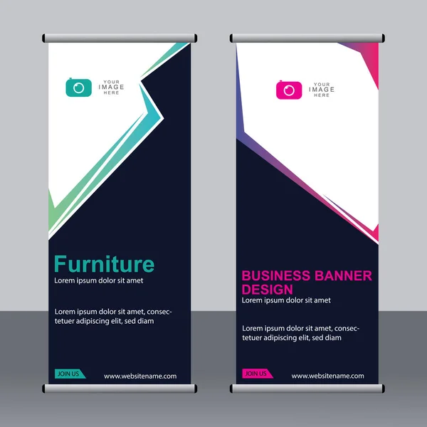 Business Banner Aufrollen Set Standee Banner Vorlage Modernes Banner — Stockvektor