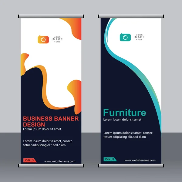 Banner Negócios Roll Set Standee Banner Template Banner Moderno — Vetor de Stock