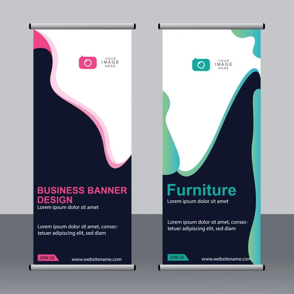 Banner Negocios Roll Set Standee Banner Template Banner Moderno — Archivo Imágenes Vectoriales