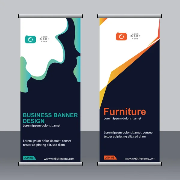 Business Banner Aufrollen Set Standee Banner Vorlage Modernes Banner — Stockvektor