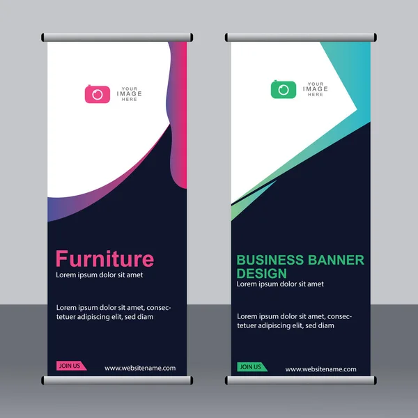 Business Banner Aufrollen Set Standee Banner Vorlage Modernes Banner — Stockvektor