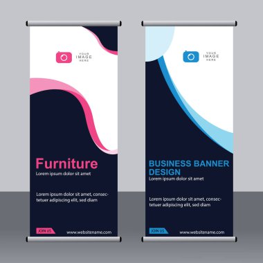 Ticari afişler asılıyor Standee bayrağı modern pankartın şablonu.