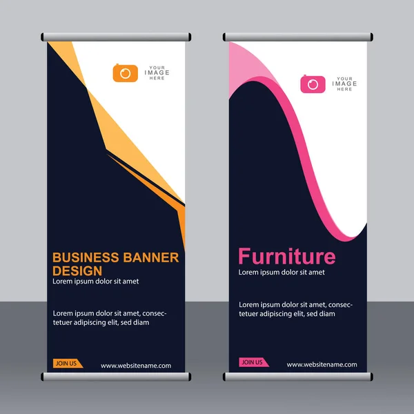 Business Banner Aufrollen Set Standee Banner Vorlage Modernes Banner — Stockvektor