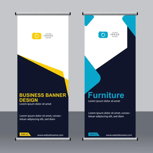 Banner Negocios Roll Set Standee Banner Template Banner Moderno — Archivo Imágenes Vectoriales