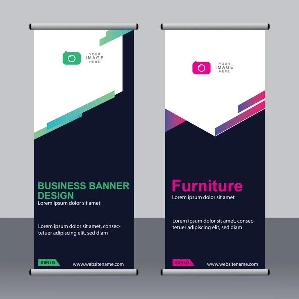 Business Banner Roll Set Standee Banner Template Banner Moderno — Vettoriale Stock