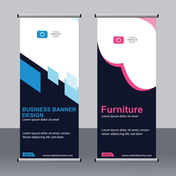 Business Banner Roll Set Standee Banner Template Modern Banner — Stock Vector