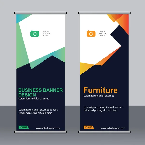 Business Banner Roll Set Standee Banner Template Banner Moderno — Vettoriale Stock