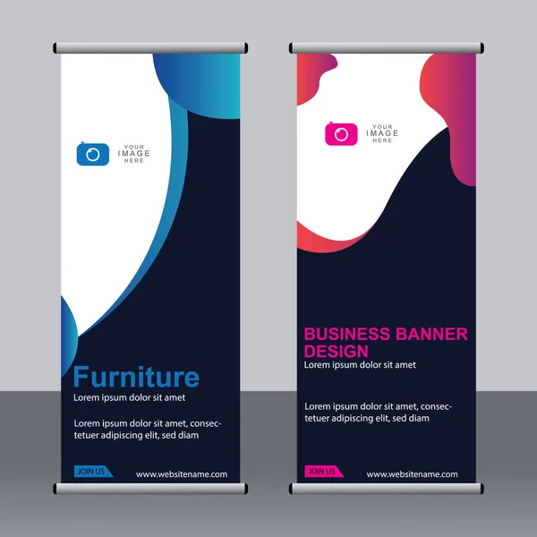 Banner Negócios Roll Set Standee Banner Template Banner Moderno — Vetor de Stock