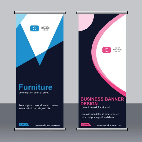 Business Banner Aufrollen Set Standee Banner Vorlage Modernes Banner — Stockvektor