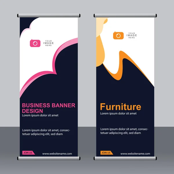 Business Banner Roll Set Standee Banner Template Banner Moderno — Vettoriale Stock