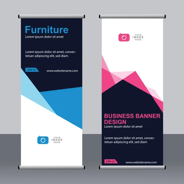 Business Banner Aufrollen Set Standee Banner Vorlage Modernes Banner — Stockvektor