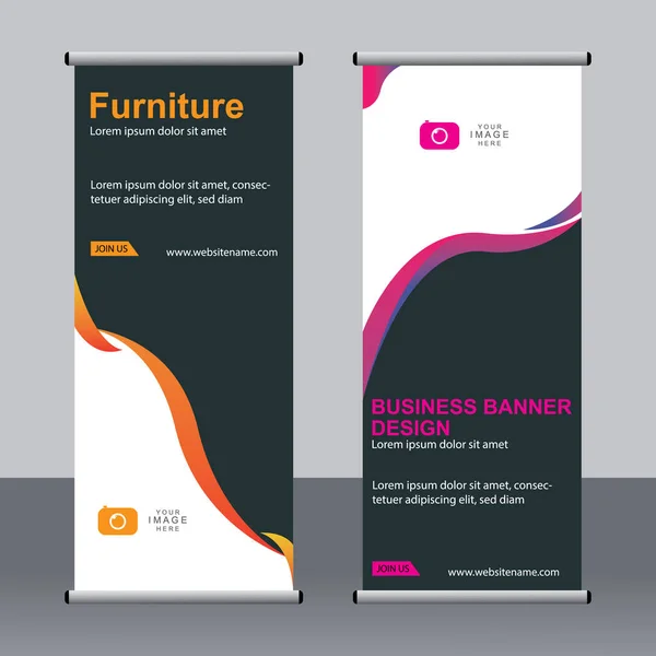 Business Banner Roll Set Standee Banner Template Banner Moderno — Vettoriale Stock