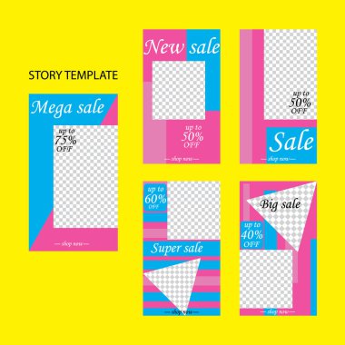 Sosyal ağlar için beş soyut vektör pankartı seti. ağ için modern şablon tasarımı.