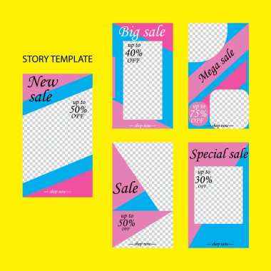 Sosyal ağlar için beş soyut vektör pankartı seti. ağ için modern şablon tasarımı.