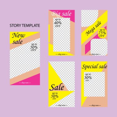 Sosyal ağlar için beş soyut vektör pankartı seti. ağ için modern şablon tasarımı.