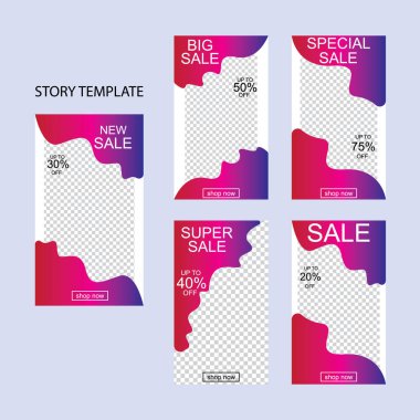 Sosyal ağlar için beş soyut vektör pankartı seti. ağ için modern şablon tasarımı.