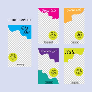 Sosyal ağlar için beş soyut vektör pankartı seti. ağ için modern şablon tasarımı.