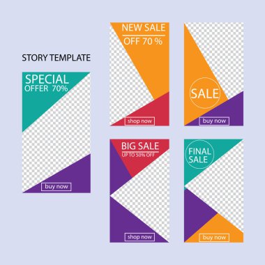 Sosyal ağlar için beş soyut vektör pankartı seti. ağ için modern şablon tasarımı.