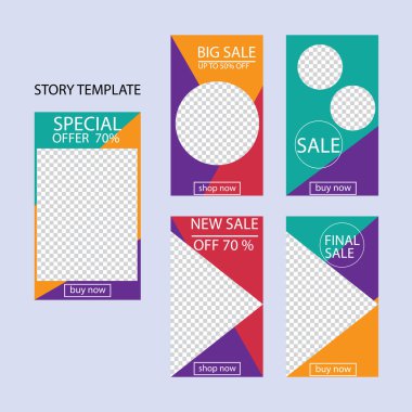 Sosyal ağlar için beş soyut vektör pankartı seti. ağ için modern şablon tasarımı.