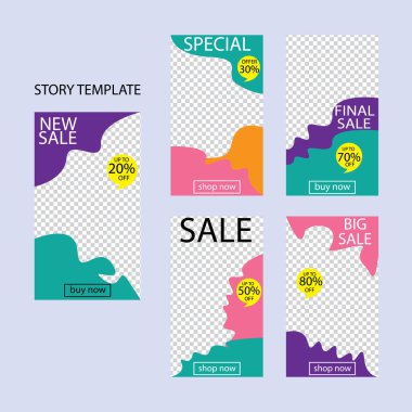 Sosyal ağlar için beş soyut vektör pankartı seti. ağ için modern şablon tasarımı.