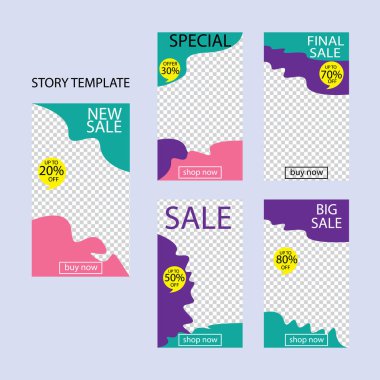 Sosyal ağlar için beş soyut vektör pankartı seti. ağ için modern şablon tasarımı.