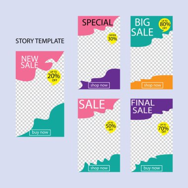 Sosyal ağlar için beş soyut vektör pankartı seti. ağ için modern şablon tasarımı.