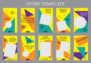 Sosyal ağlar için beş soyut vektör pankartı seti. ağ için modern şablon tasarımı.