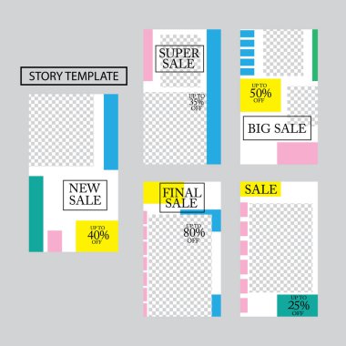 Sosyal ağlar için beş soyut vektör pankartı seti. ağ için modern şablon tasarımı.