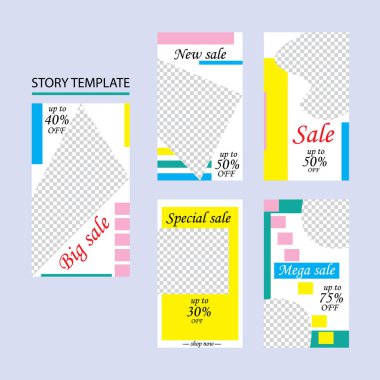 Sosyal ağlar için beş soyut vektör pankartı seti. ağ için modern şablon tasarımı.