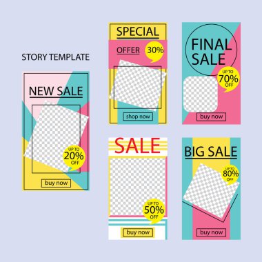 Sosyal ağlar için beş soyut vektör pankartı seti. ağ için modern şablon tasarımı.